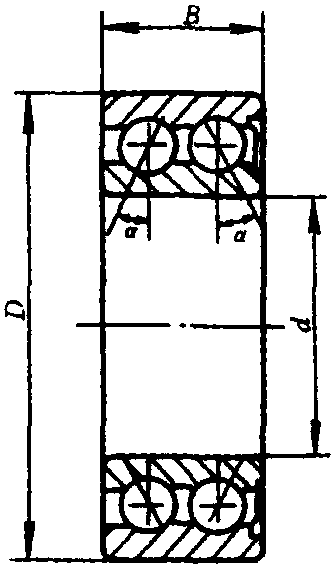 9.00000A-Z型無裝球缺口，一面帶防塵蓋的雙列角接觸球軸承(GB/ T296—1994)